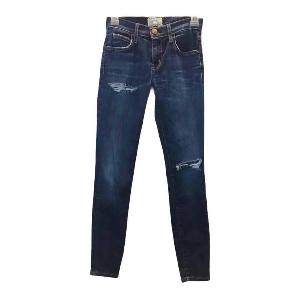 Current/Elliott The Stiletto Distressed Skinny Jeans Blue Size 24 Women Denim